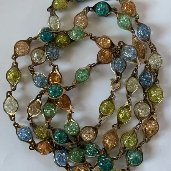 🔸Vintage Necklace Crackle Glasses Beads🔸 - Picture 6 of 12